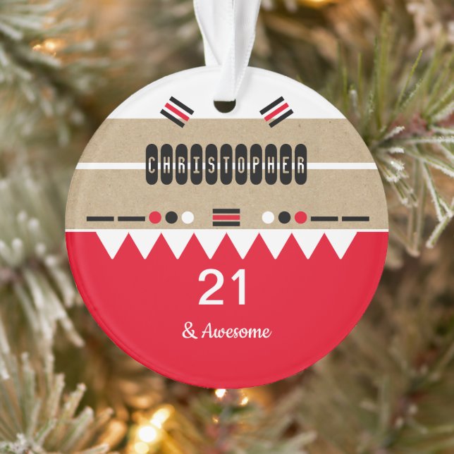 21st Birthday awesome red and white Ornament (Tree)