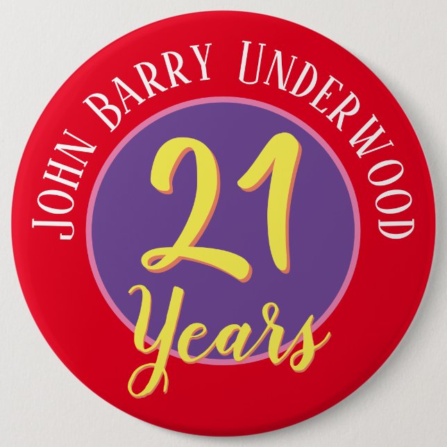 21st Birthday Badge to Personalize. (Front)