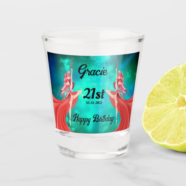 21st Birthday Ballerina Night Sky Shot Glass (Front)