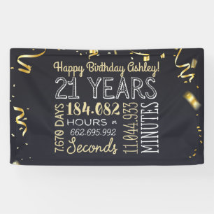 21st Birthday Banner - 21 Years in Hours & Seconds