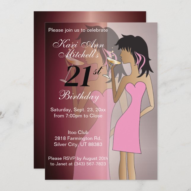 21st Birthday Bash Party Invitation (Front/Back)