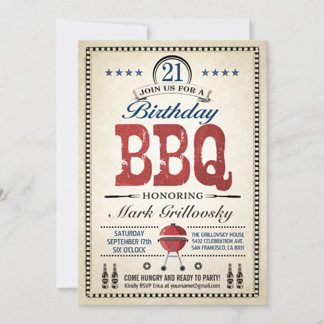 21st Birthday BBQ Invitations (Front)