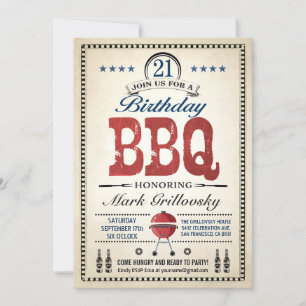 21st Birthday BBQ Invitations