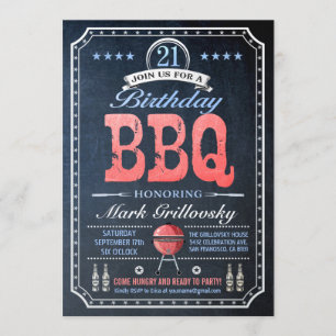 21st Birthday BBQ Invitations   Chalkboard