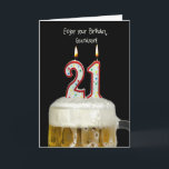 21st Birthday Beer for Grandson Card<br><div class="desc">Birthday candles in beer for Grandson's 21st birthday.</div>