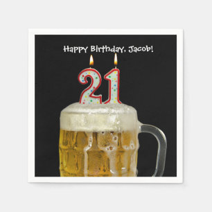 21st birthday beer napkin