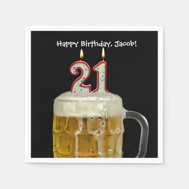 21st birthday beer napkin (Front)