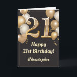 21st Birthday Black and Gold Balloons Confetti Card<br><div class="desc">21st Birthday Black and Gold Balloons Confetti Card. For further customisation,  please click the "Customise it" button and use our design tool to modify this template.</div>