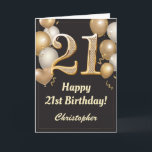 21st Birthday Black and Gold Balloons Confetti Card<br><div class="desc">21st Birthday Black and Gold Balloons Confetti Card. For further customisation,  please click the "Customise it" button and use our design tool to modify this template.</div>