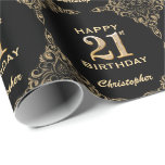 21st Birthday Black and Gold Glitter Frame Wrapping Paper<br><div class="desc">21st Birthday Black and Gold Glitter Frame Wrapping Paper. For further customisation,  please click the "Customise it" button and use our design tool to modify this template.</div>