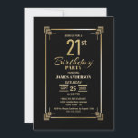 21st Birthday Black and Gold Party Invitation<br><div class="desc">A modern black and gold 21st birthday party invitation.  Click on “Personalise this template” to add your own information.</div>