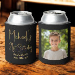 21st Birthday Black Gold Instagram Photo Can Cooler<br><div class="desc">Celebrate 21 incredible years with this 21st Birthday Black and Gold Instagram Photo Can Cooler! Featuring a chic black and gold design, this customisable can cooler showcases your favourite Instagram-style photo, adding a personal and stylish touch to your milestone celebration. Perfect for marking the big 2-1, it keeps drinks cold...</div>