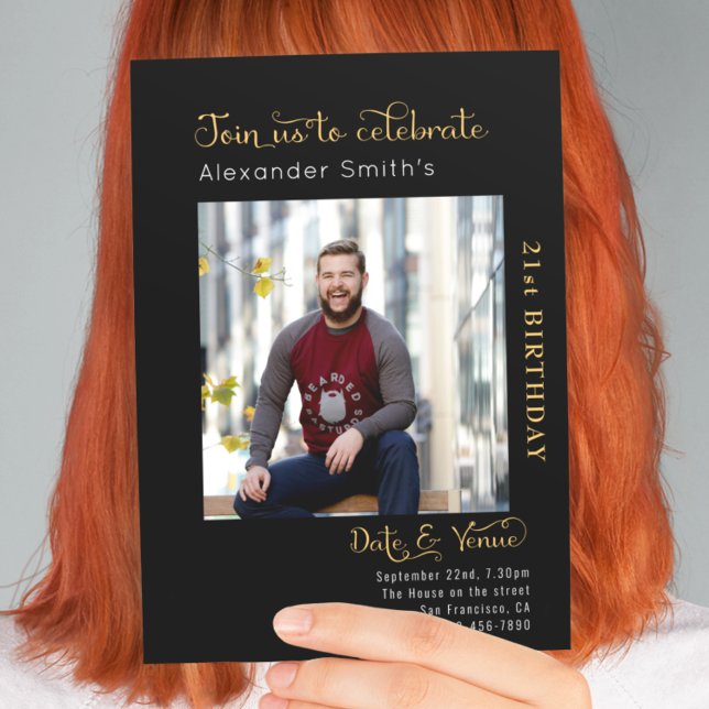 21st Birthday Black Invitation (Creator Uploaded)