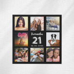 21st birthday black silver custom photo collage faux canvas print<br><div class="desc">A unique gift for a 21st birthday, celebrating her life with a collage of 8 of your own photos, pictures. Personalise and add her name and a date. A chic black background. The name is written with a modern hand lettered style script, number 21 with a faux silver balloon style...</div>