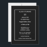 21st Birthday Black White Modern Minimalist Custom Invitation<br><div class="desc">Printed with elegant,  classy black white background and personalised text templates which you can edit and customise! You may also change colours and change age if you wish!</div>