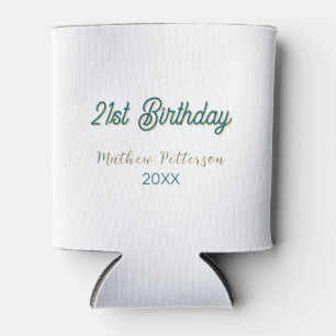 21st birthday blue orange stylish boho retro name can cooler
