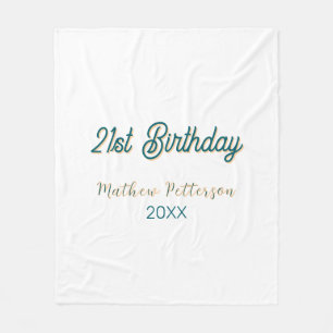 21st birthday blue orange stylish boho retro name fleece blanket