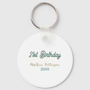 21st birthday blue orange stylish boho retro name key ring