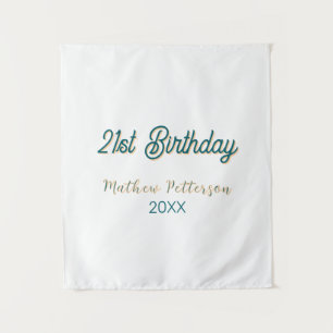 21st birthday blue orange stylish boho retro name tapestry