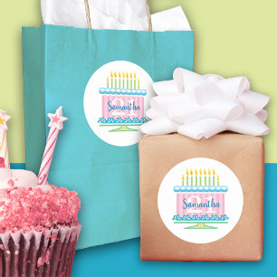 21st Birthday Blue Pink Cake Sticker