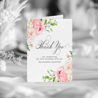 21st Birthday Blush Pink Peony Floral Folded