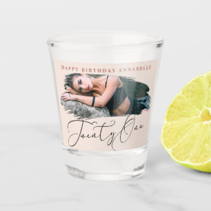 21st Birthday Blush Pink Photo Shot Glass