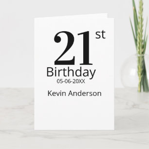 21st birthday bold letter name date simple man boy card