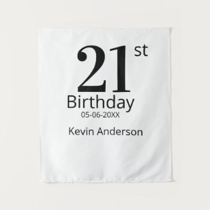 21st birthday bold letter name date simple man boy tapestry