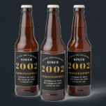 21st Birthday Born 2002 Add Name Black Gold Beer Bottle Label<br><div class="desc">Personalized Birthday add your name and year beer label. Edit the name and year with the template provided. A wonderful custom birthday party accessory. More gifts and party supplies available with the "setting standards" design in the store.</div>