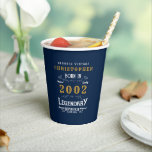 21st Birthday Born 2002 Add Name Legend Blue Gold Paper Cups<br><div class="desc">Photo template "Original Quality Legendary Inspiration" paper cup for that special birthday. Add the photo,  name and year as desired in the template fields creating a unique birthday celebration gift. Team this up with the matching gifts,  party accessories,  and clothing available in our store www.zazzle.com/store/thecelebrationstore</div>