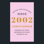 21st Birthday Born 2002 Add Name Pink Gray Poster<br><div class="desc">Personalized Birthday add your name and year poster. Edit the name and year with the template provided. A wonderful custom birthday party accessory. More gifts and party supplies available with the "setting standards" design in the store.</div>