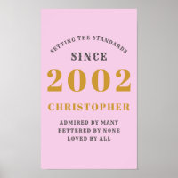 21st Birthday Born 2002 Add Name Pink Gray