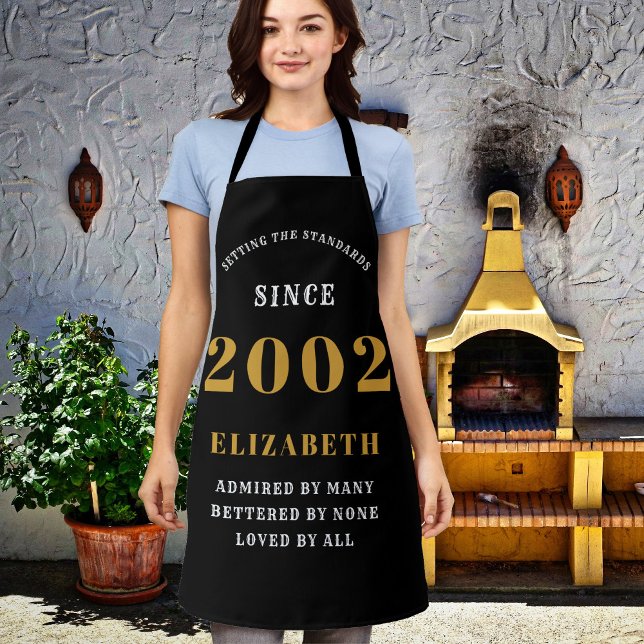 21st Birthday Born 2002 Black Gold Lady's Apron (Creator Uploaded)