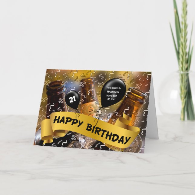 21st Birthday - Bucket of Beer Custom Card (Front)