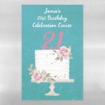 21st Birthday Cake Cruise Ship Door Decor Magnetic Dry Erase Sheet<br><div class="desc">21st Birthday Cake Cruise Ship Door Decor to celebrate a special milestone birthday. Includes name and age. Lovely watercolor birthday cake adorned with pink roses and green floral leaves. Wonderful way to let cruise ship passengers and staff know that you are celebrating a birthday during your vacation travel cruise.</div>
