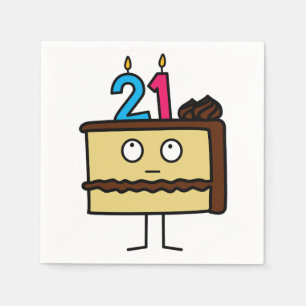 21st Birthday Cake with Candles Napkin