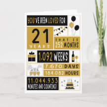 21st Birthday Card, Greeting Card, Gift Card