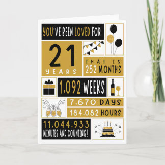 21st Birthday Card, Greeting Card, Gift Card
