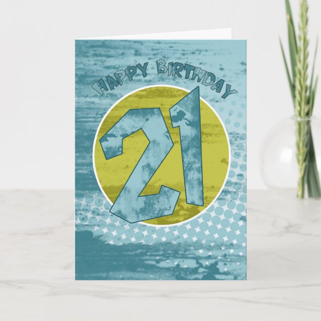 21St Birthday Card - Modern Grunge Birthday Card (Front)