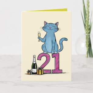 21st birthday cat celebration 21 years twentyfirst thank you card