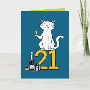 21st birthday cat celebration 21 years twentyfirst thank you card