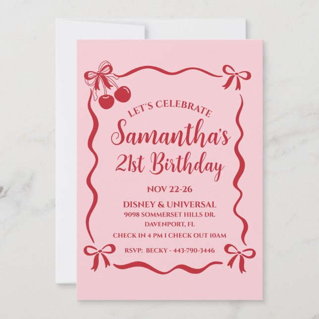 21st Birthday Celebration Invite and Itinerary (Front)