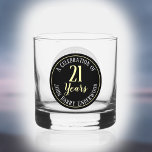 21st Birthday Celebration Whiskey Glass<br><div class="desc">To celebrate a 21st Birthday. Whisky glass with birthday and name of the gift recipient.</div>