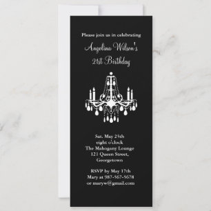 21st Birthday Chandelier Invitation (black)