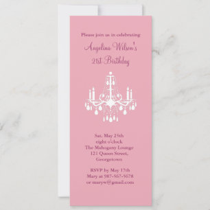 21st Birthday Chandelier Invitation (pink)