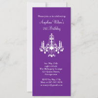 21st Birthday Chandelier Invitation (purple)