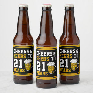 21st Birthday Cheers & Beers to 21 Years Beer Bottle Label
