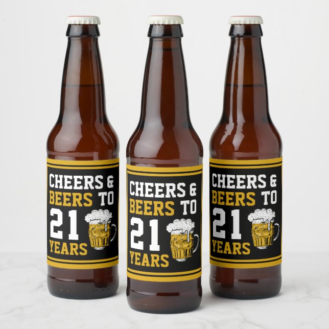 21st Birthday Cheers & Beers to 21 Years Beer Bottle Label (Bottles)