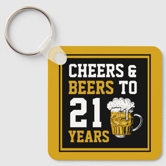21st Birthday Cheers & Beers to 21 Years Key Ring (Front)