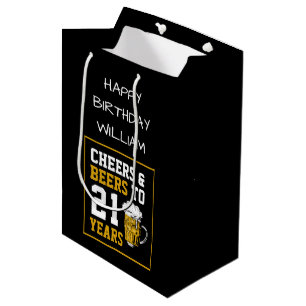 21st Birthday Cheers & Beers to 21 Years  Medium  Gift Bag